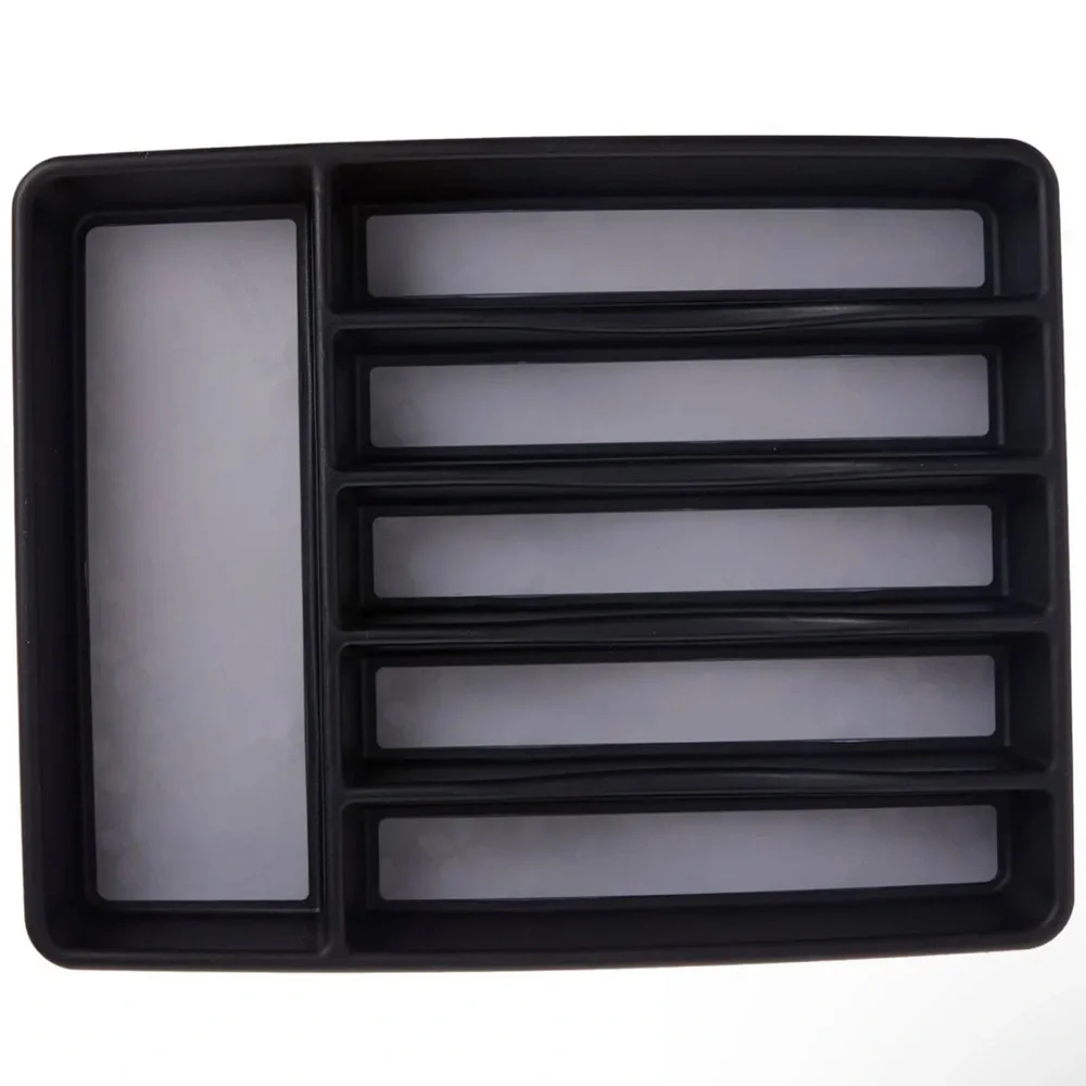 Rubbermaid No-Slip‎ Large, Cutlery Tray Organizer, Black with Gray